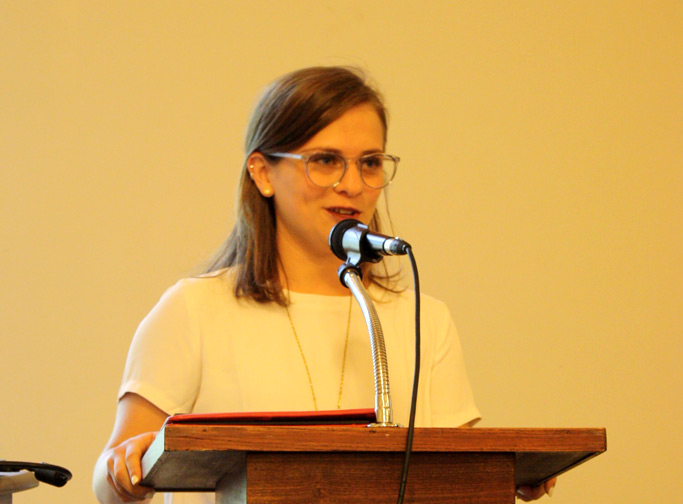 Taryn Zander, a VMMissions worker, shared about her work and vision with short-term teams and refugee ministries at the Friday morning delegate session.