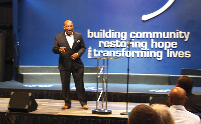Glen Guyton speaks at Virginia Mennonite Conference Assembly at C3 Hampton (Calvary Commity Church) on July 20, 2018. His message, We Have Seen the Lord, during evening worship emphasized the transformative faith we carry as individuals and as the church. “First and foremost, we are a people of faith,” he said. Photo: Jon Trotter